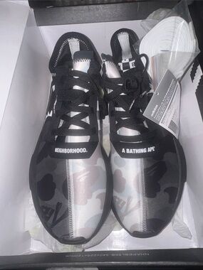 BAPE x Adidas Black & Gray Sneakers. Men’s size 9. Sold out and expensive!! Rare
